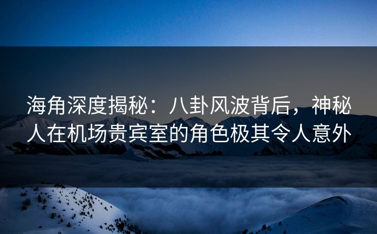 海角深度揭秘：八卦风波背后，神秘人在机场贵宾室的角色极其令人意外