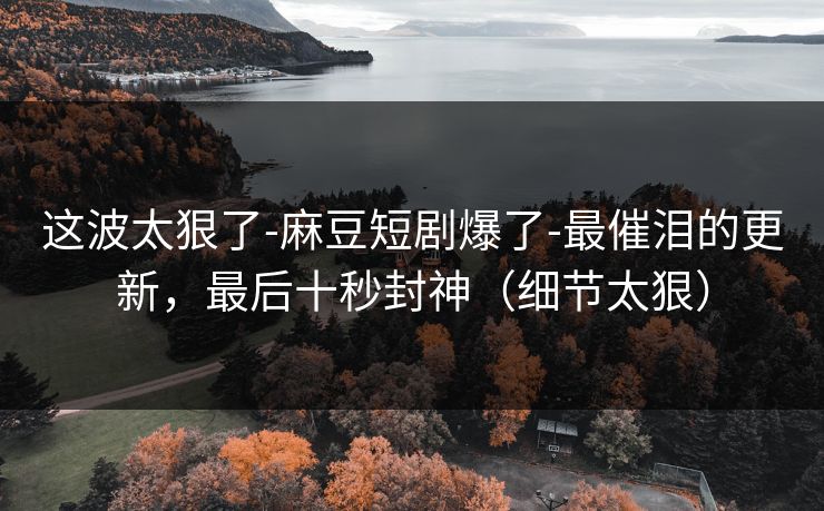 这波太狠了-麻豆短剧爆了-最催泪的更新，最后十秒封神（细节太狠）