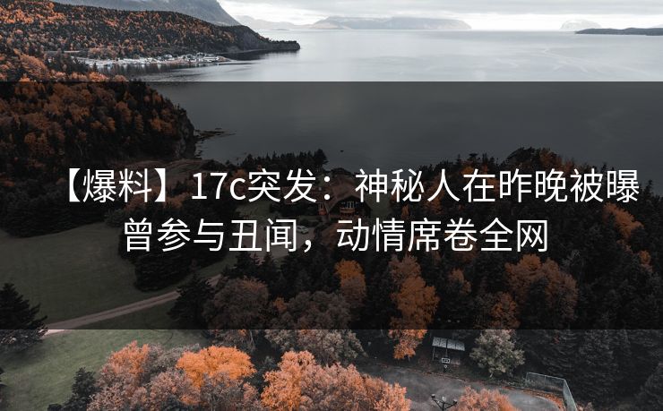 【爆料】17c突发：神秘人在昨晚被曝曾参与丑闻，动情席卷全网