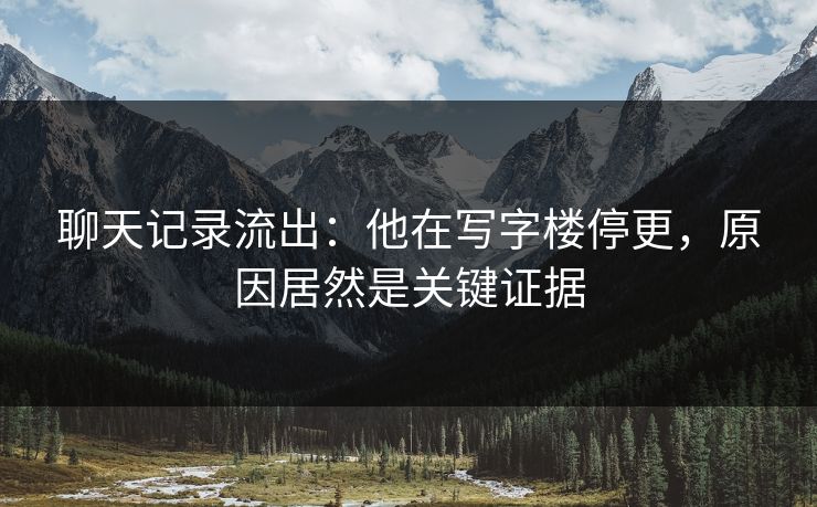 聊天记录流出：他在写字楼停更，原因居然是关键证据